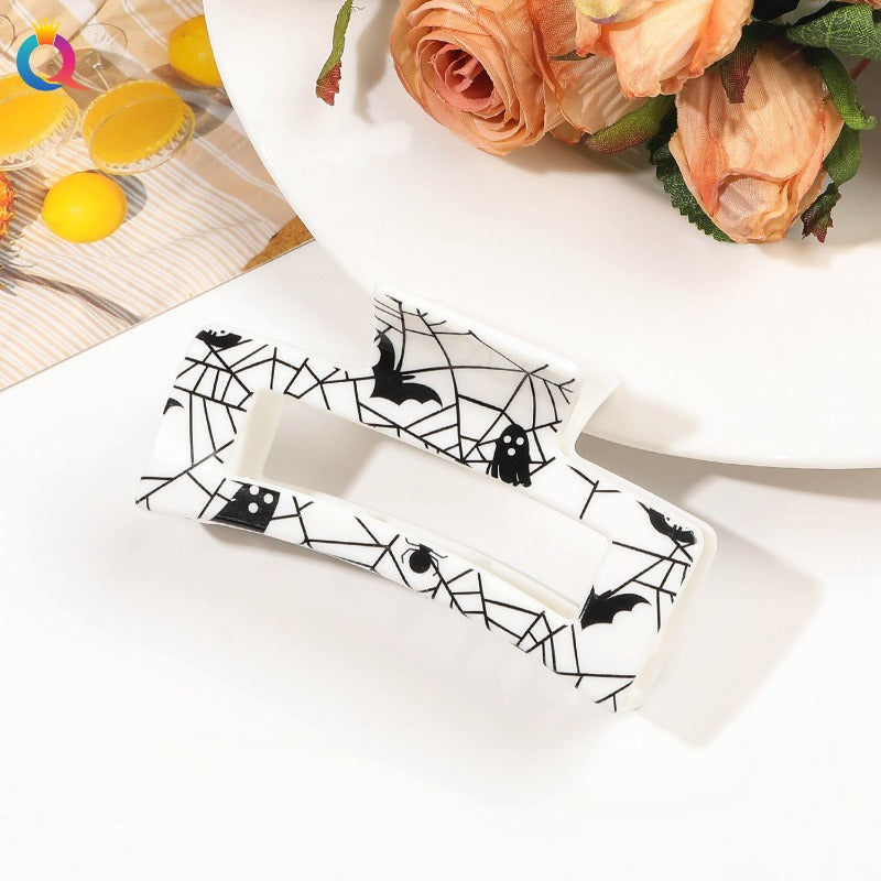Wholesale Halloween Square Print Skull Hair Clip